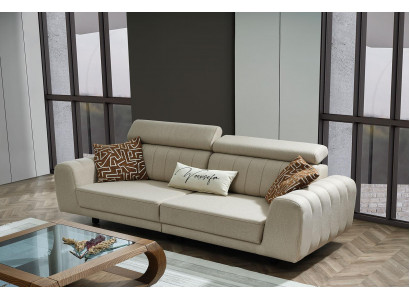 Fabric sofa couch three-seater design sofa 3-seater upholstered sofa beige